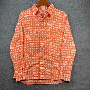 Mo Betta Button Up Shirt Women's M Orange/White Geometric Allover Western